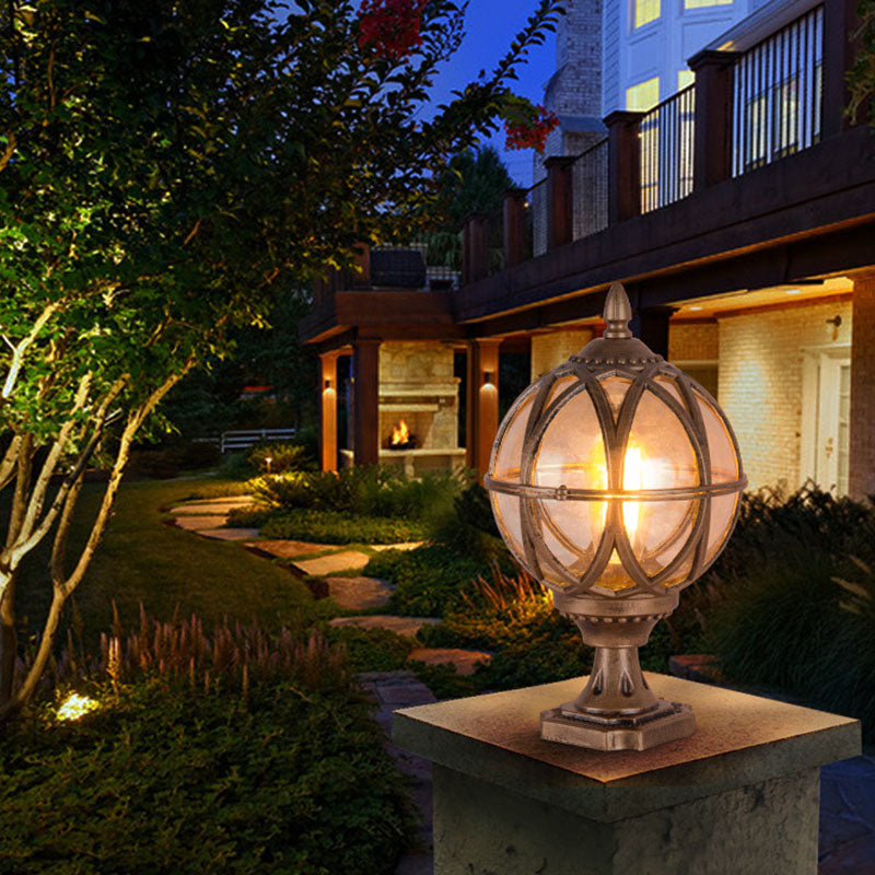 Traditional Colonial Globe Glass Aluminum 1-Light Outdoor Light For Garden | Bowlift
