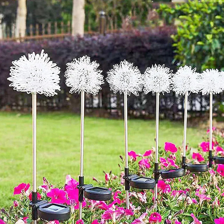 Solar LED Garden Light (2 pieces) Dandelion Design with Spike | Bowlift