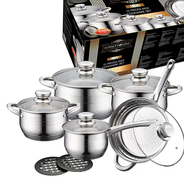 Royalty Line Cookware Set made of Stainless Steel (12 Pieces) | Bowlift