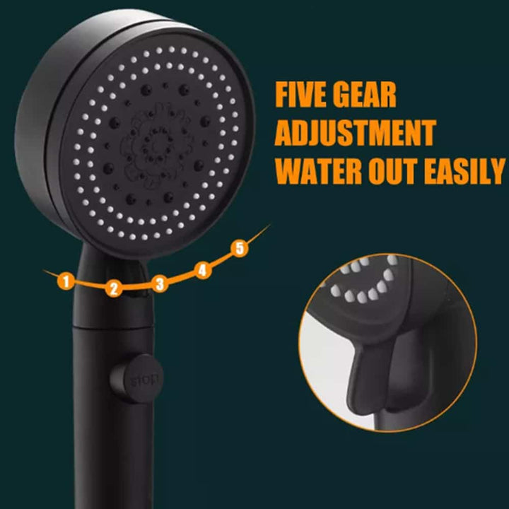 Shower head with 5 functions - black | Bowlift