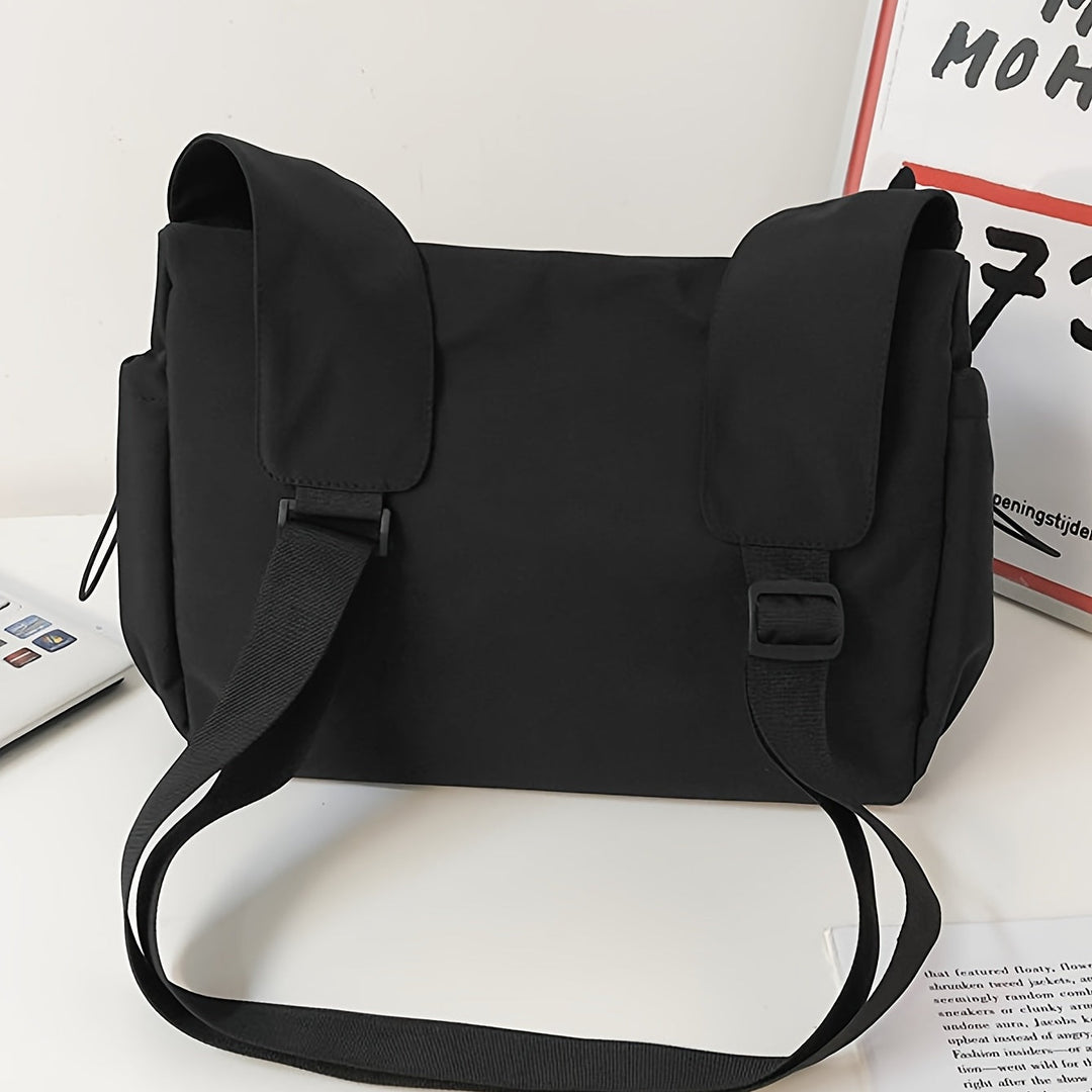 UrbanLiner Nylon Messenger Bag – Black Shoulder Bag with Zipper for Daily Use | Bowlift