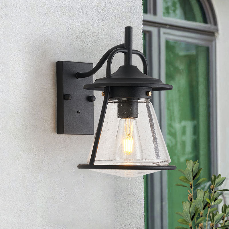 Waterproof Glass Cone Shade 1-Light Outdoor Wall Sconce Lamp | Bowlift