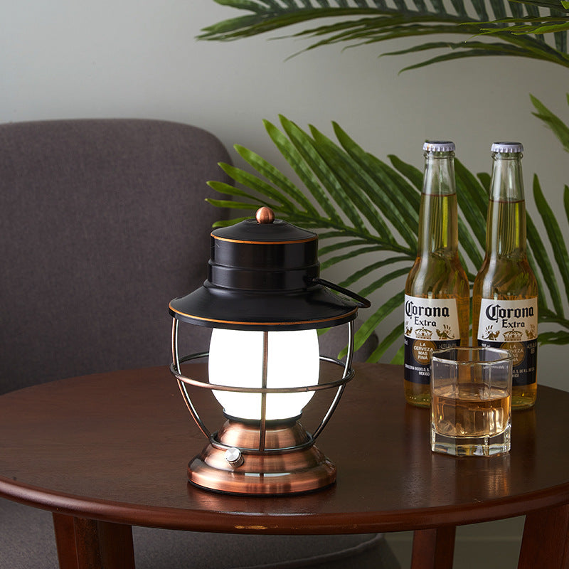 Traditional Farmhouse Waterproof Rechargeable Iron Acrylic Cylinder LED Table Lamp For Entertainment Room | Bowlift