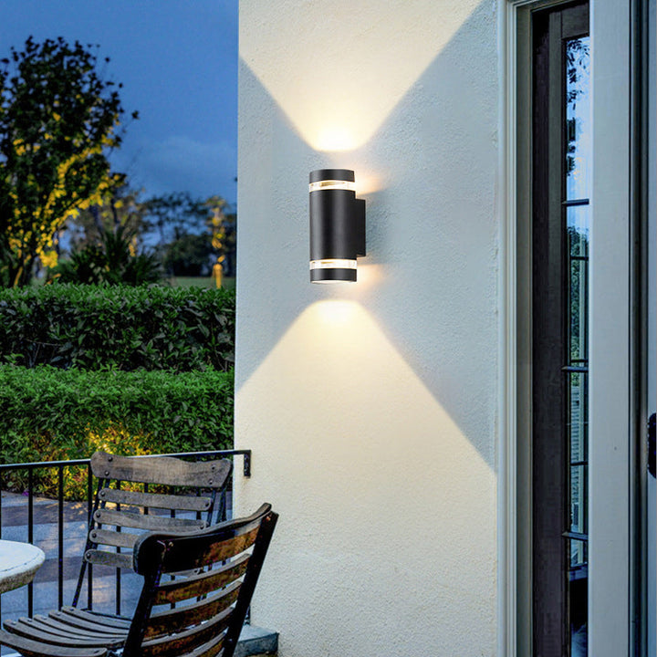 Contemporary Industrial Waterproof Aluminum Cylinder LED Up And Down Luminous Spotlight Wall Sconce Lamp For Outdoor Patio | Bowlift