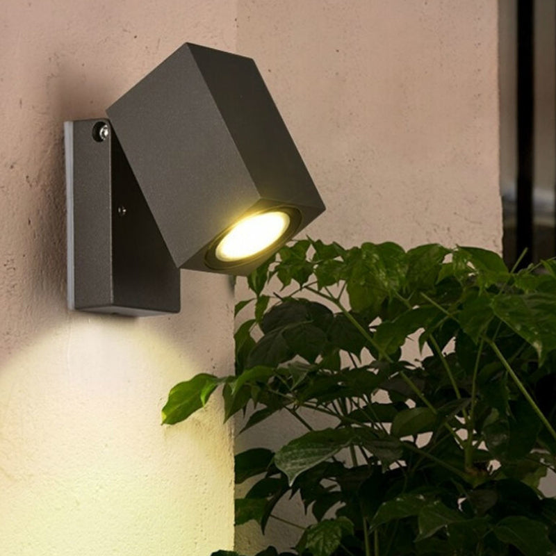 Modern Simplicity Waterproof Adjustable Angle Square Aluminum LED Wall Sconce Lamp For Outdoor Patio | Bowlift
