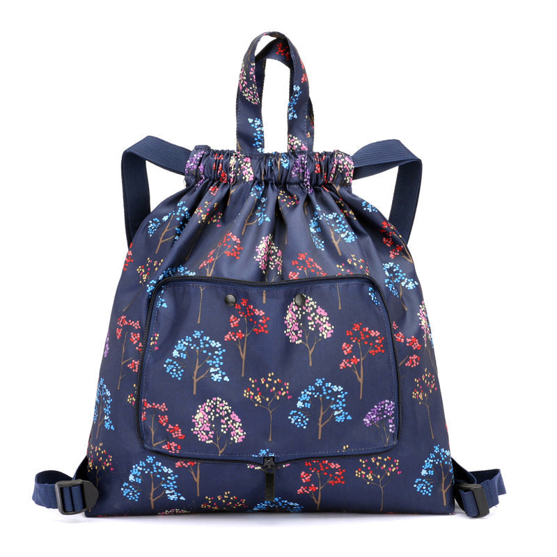 Foldable Printed Nylon Backpack with Drawstring | Bowlift