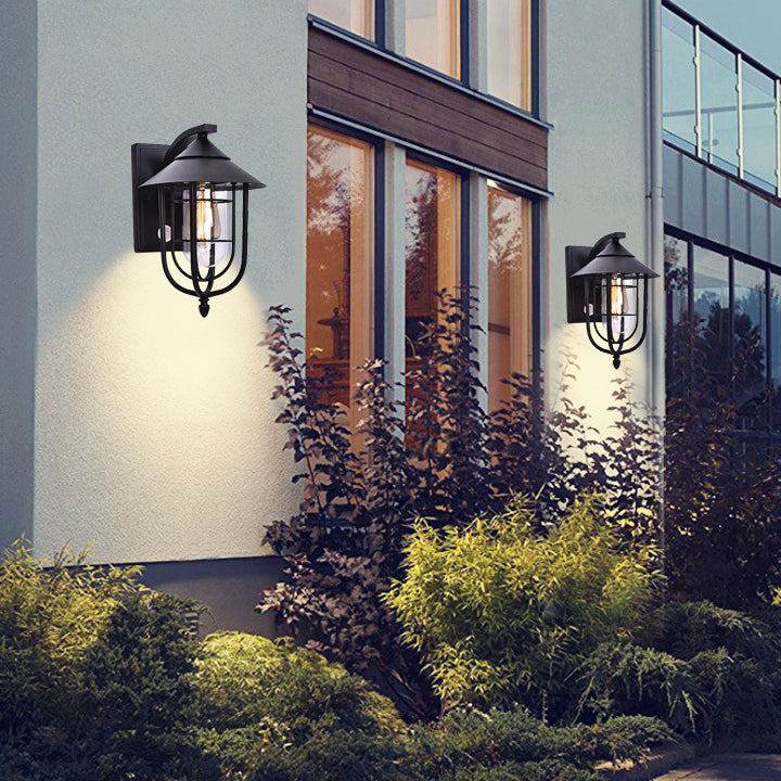 Contemporary Industrial Iron Waterproof Human Body Sensing 1-Light Outdoor Wall Sconce Lamp For Outdoor Patio | Bowlift