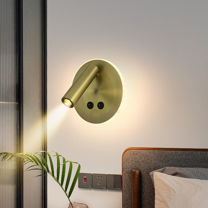 BowLift | Modern Minimalistic Rectangular Round Iron Aluminum LED Wall Lamp For Bedroom