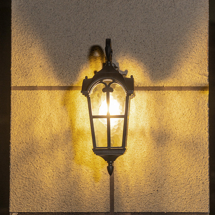 Traditional European Quadrilateral Window Shape Aluminum Glass 1-Light Wall Sconce Lamp For Outdoor Patio | Bowlift