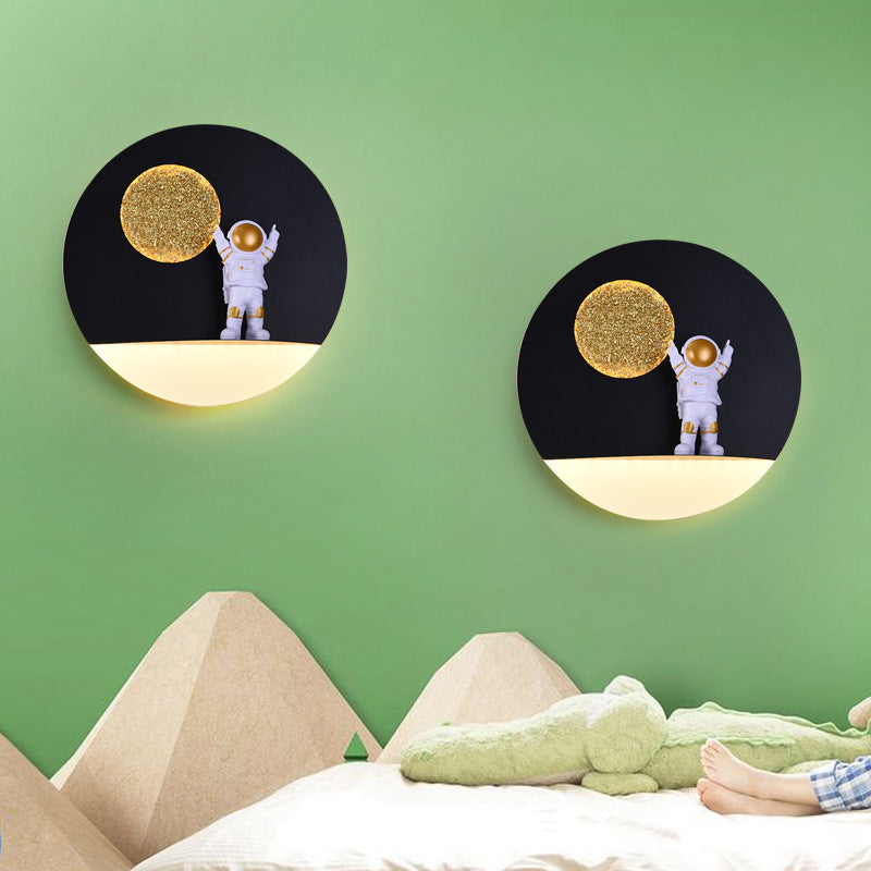BowLift | Contemporary Creative Iron Resin Round Astronaut LED Wall Light Lamp for Bedroom