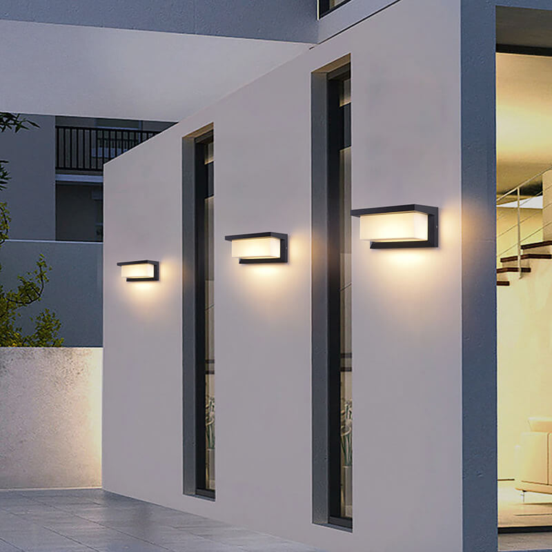 Modern Minimalist Solar Rectangle PC LED Outdoor Wall Sconce Lamp For Outdoor Patio | Bowlift