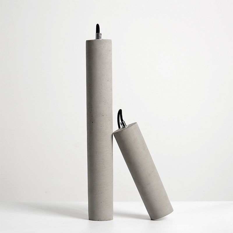 BowLift | StoneCast Industrial Cylinder Pendant Light made of Concrete | 1 Light | Smooth or Rough Surface