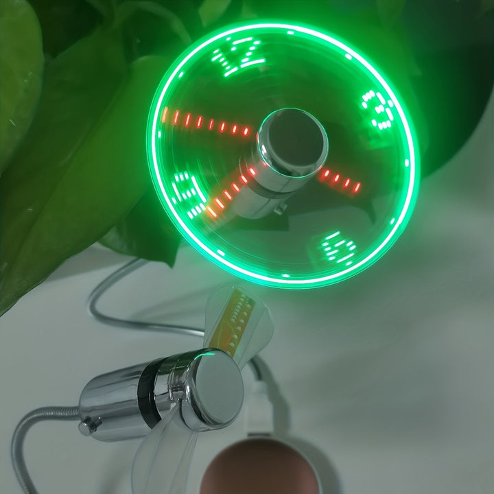 USB Desk Fan with LED Clock Display | Bowlift