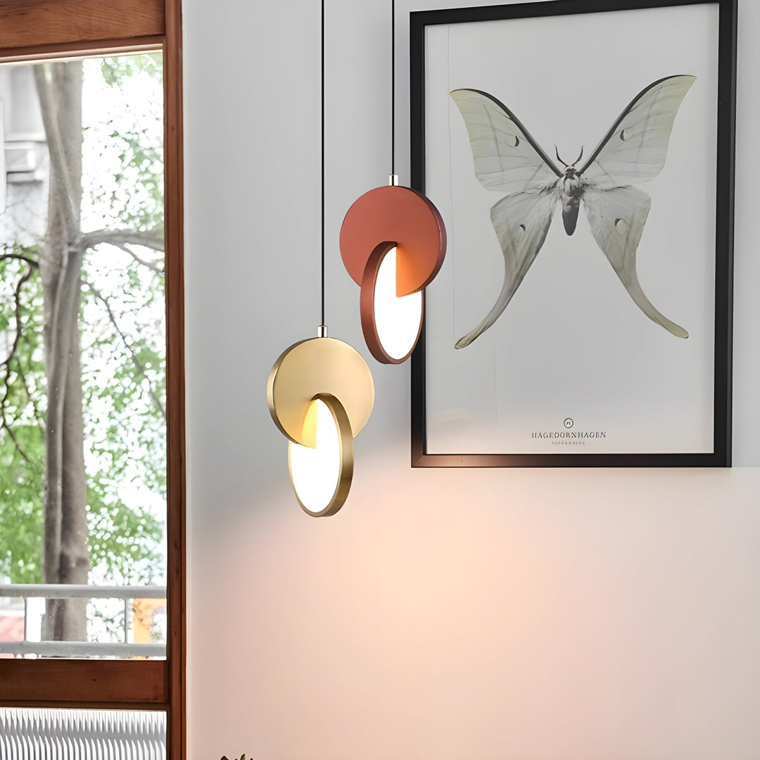 Modern Scandinavian LED Pendant Lamp with Round Frame and Warm Glow Bowlift