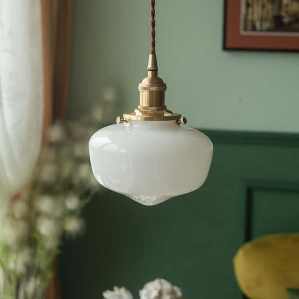 BowLift | Vintage Brass Lantern Glass Pendant Light