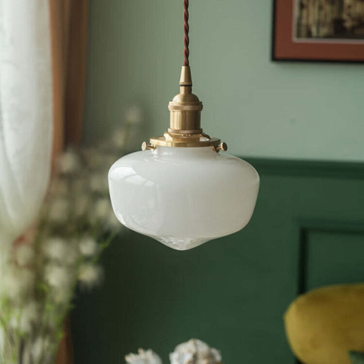 BowLift | Vintage Brass Lantern Glass Pendant Light