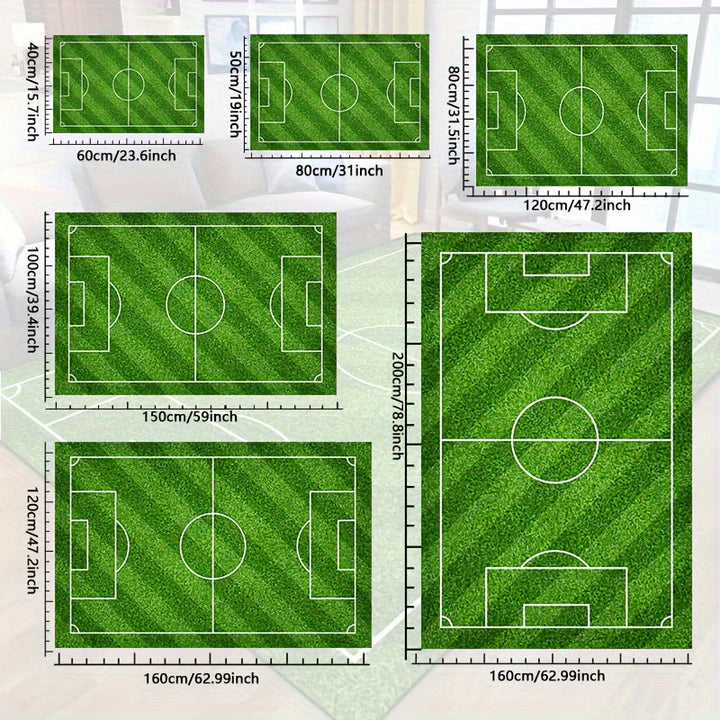 BowLift | Football Field Pattern Carpet - non-slip washable lounge mats for living room, bedroom, garden or gaming room