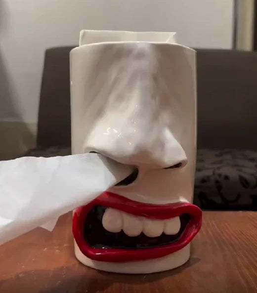 BowLift | Funny Tissue Box Holder | Handmade Face Design with Nose Dispenser | Quirky Home & Office Decor