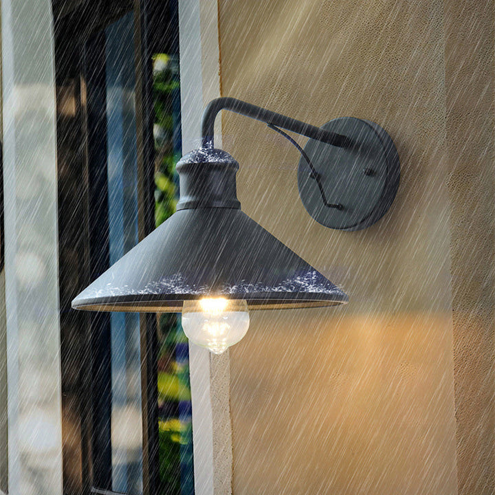 Modern Minimalist Cone Iron 1-Light Wall Sconce Lamp For Outdoor Patio | Bowlift