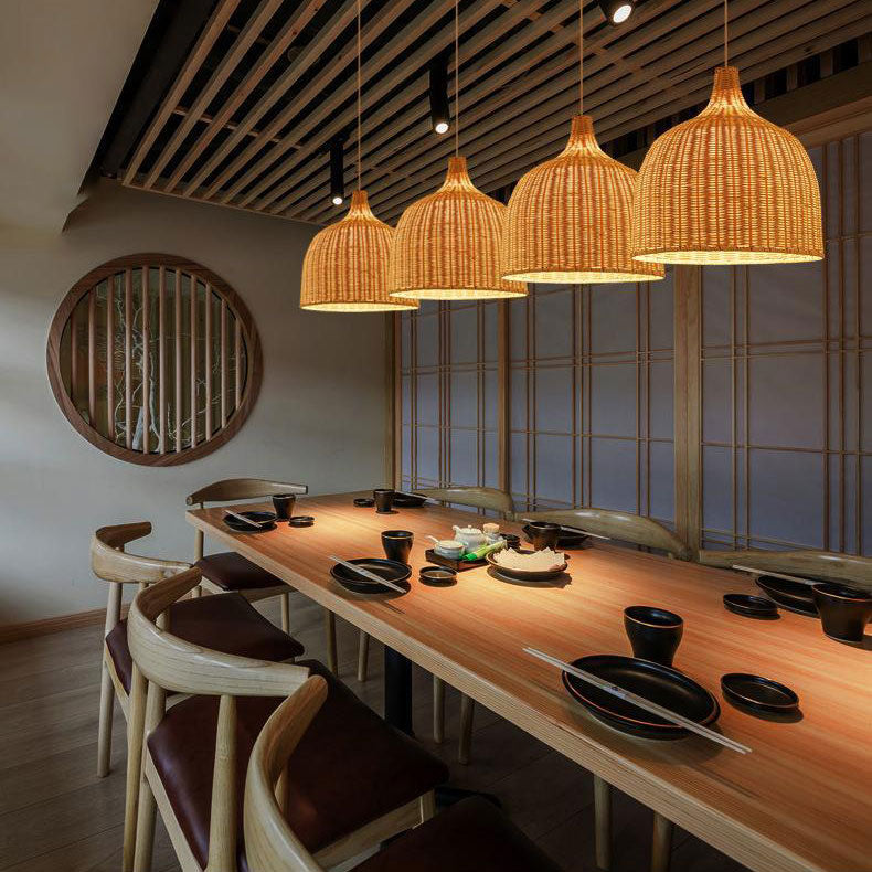 NatureGlow Pendant Lamp - Woven Reed and Bamboo Lighting | Bowlift