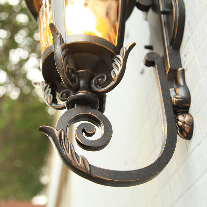 Traditional European Waterproof Aluminum Glass Cylinder 1-Light Wall Sconce Lamp For Outdoor Patio | Bowlift