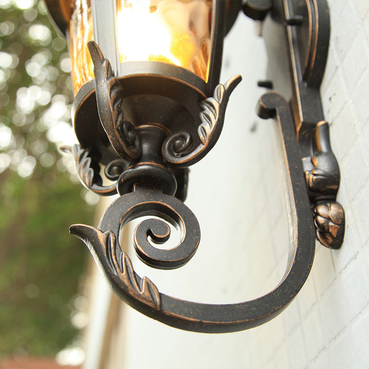 Traditional European Waterproof Aluminum Glass Cylinder 1-Light Wall Sconce Lamp For Outdoor Patio | Bowlift
