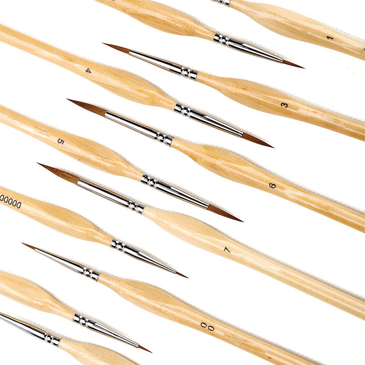 BowLift | 11 Pcs Miniature Detail Paint Brush Set With Natural Wood Handle
