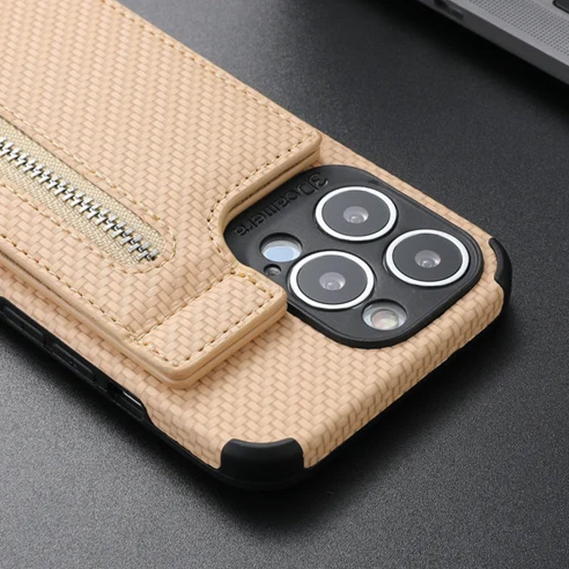 BowLift | Magnetic Zipper Wallet Cover With Credit Card Holder for iPhone