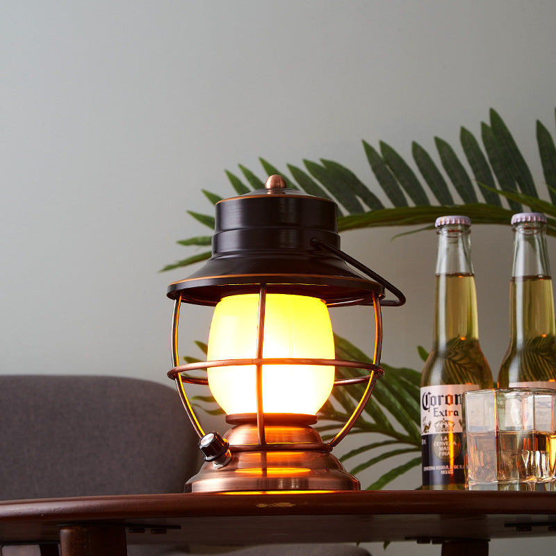Traditional Farmhouse Waterproof Rechargeable Iron Acrylic Cylinder LED Table Lamp For Entertainment Room | Bowlift
