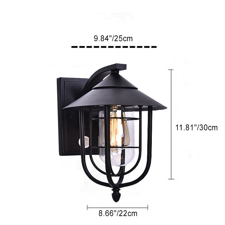 Contemporary Industrial Iron Waterproof Human Body Sensing 1-Light Outdoor Wall Sconce Lamp For Outdoor Patio | Bowlift