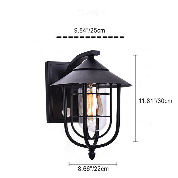 Contemporary Industrial Iron Waterproof Human Body Sensing 1-Light Outdoor Wall Sconce Lamp For Outdoor Patio | Bowlift