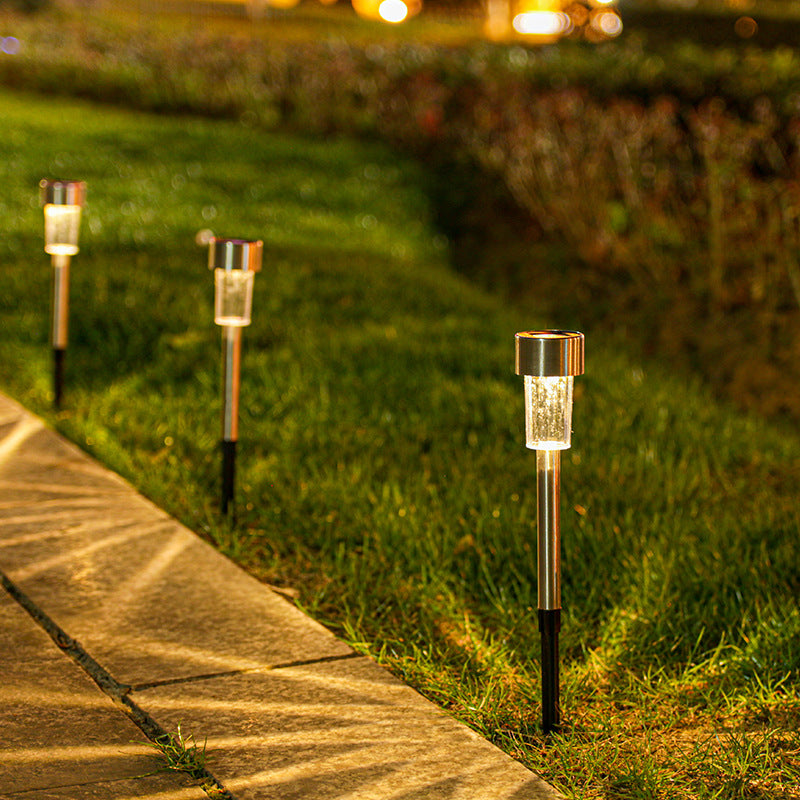Modern Minimalist Waterproof Solar Cylinder Plastic Stainless Steel LED Landscape Light For Garden | Bowlift