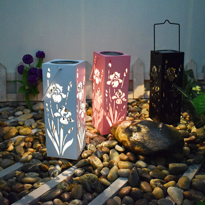 BowLift | Solar Butterfly Rose Pattern Hollow Column LED Outdoor Waterproof Decorative Lamp