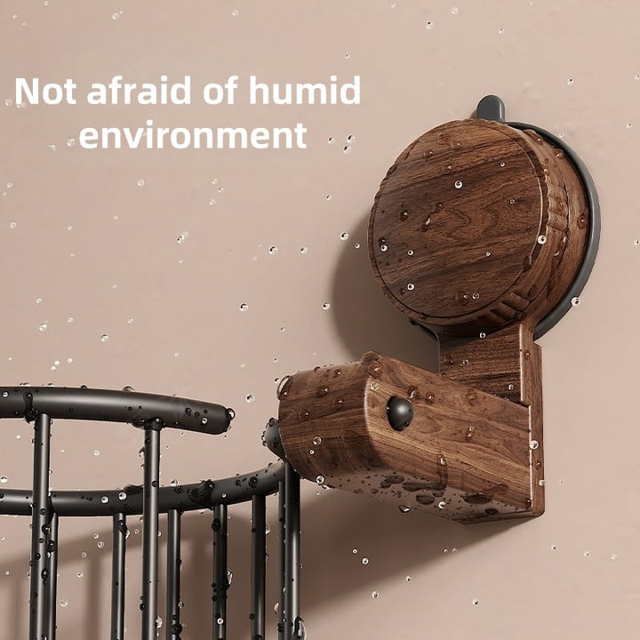 Walnut Wood Toilet Paper Holder – Hole-free with Suction Cup | Bowlift