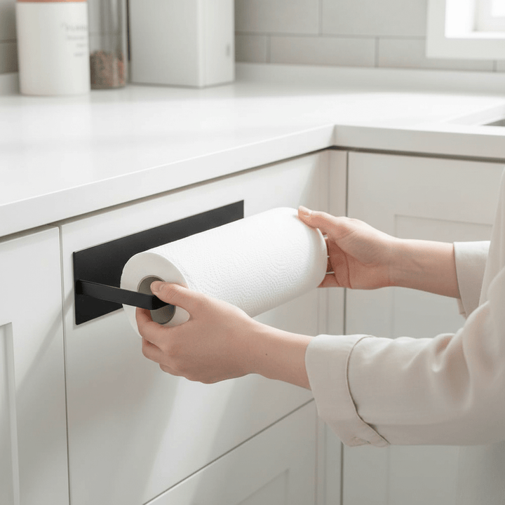 BowLift | Modern Paper Towel Holder, Durable Iron, Wall Mountable