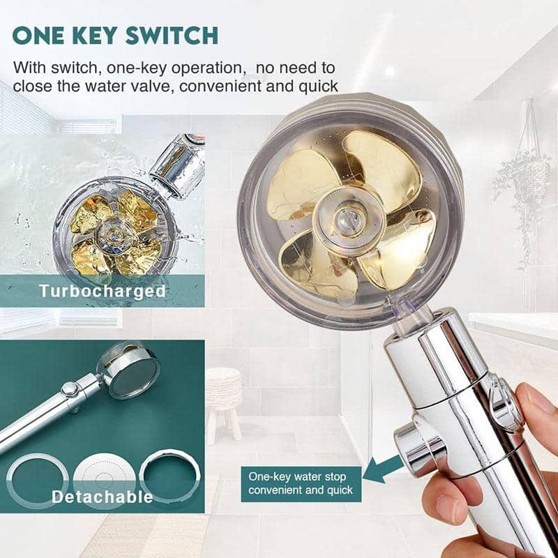 Shower head with high pressure - adjustable 360° rotating design - up to 40% water savings | Bowlift