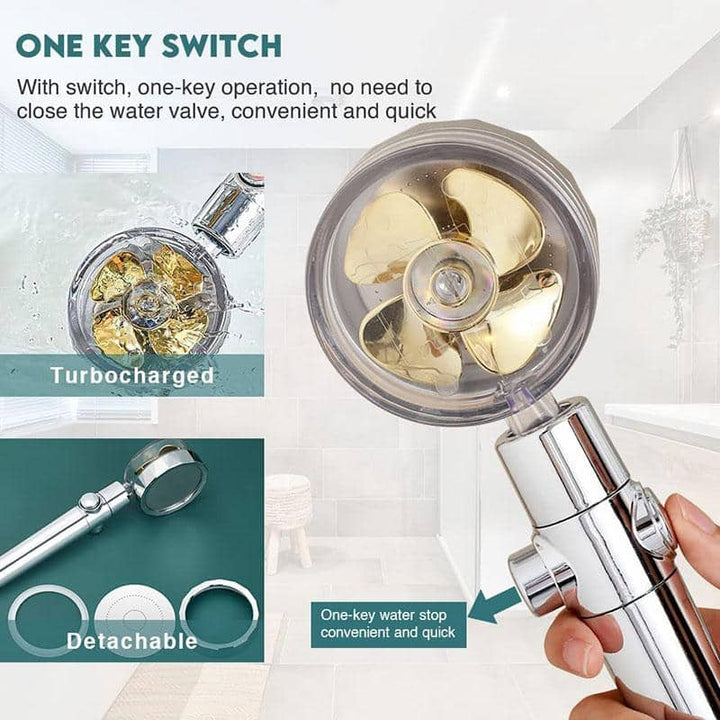 Shower head with high pressure - adjustable 360° rotating design - up to 40% water savings | Bowlift