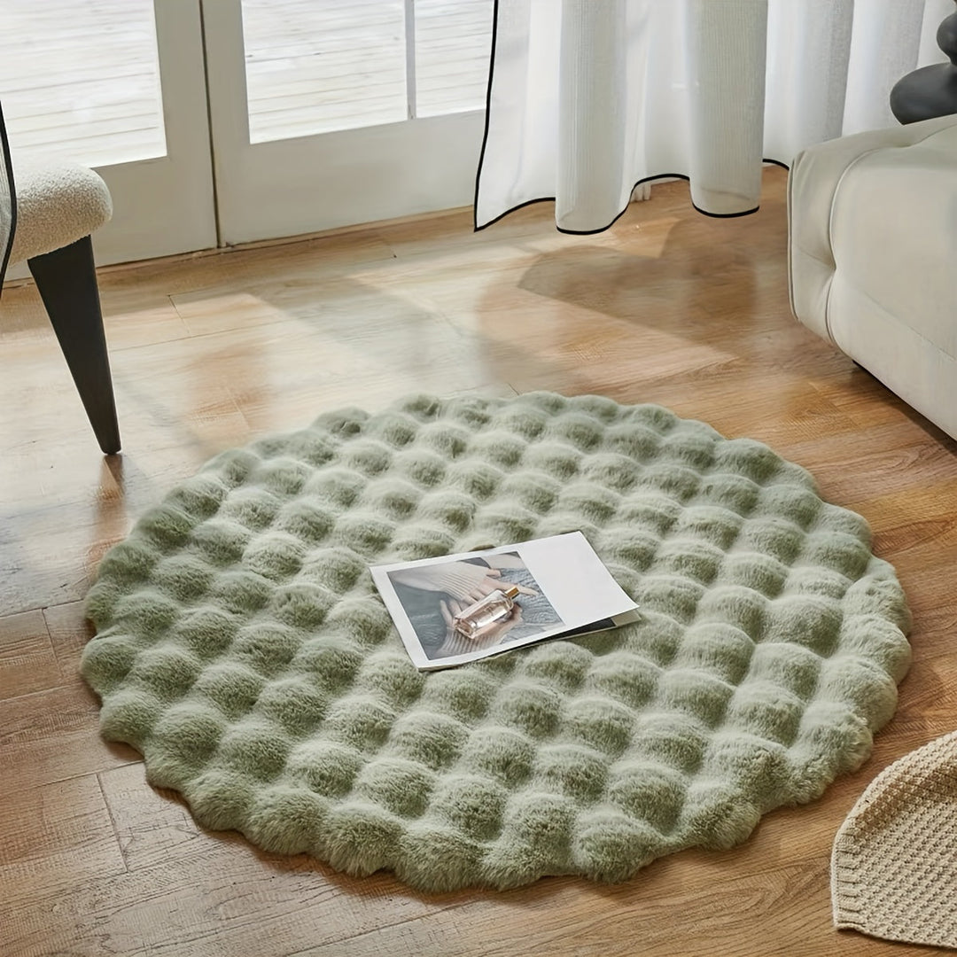 Round fluffy rug for stylish rooms – Soft rug for living room & bedroom | Bowlift