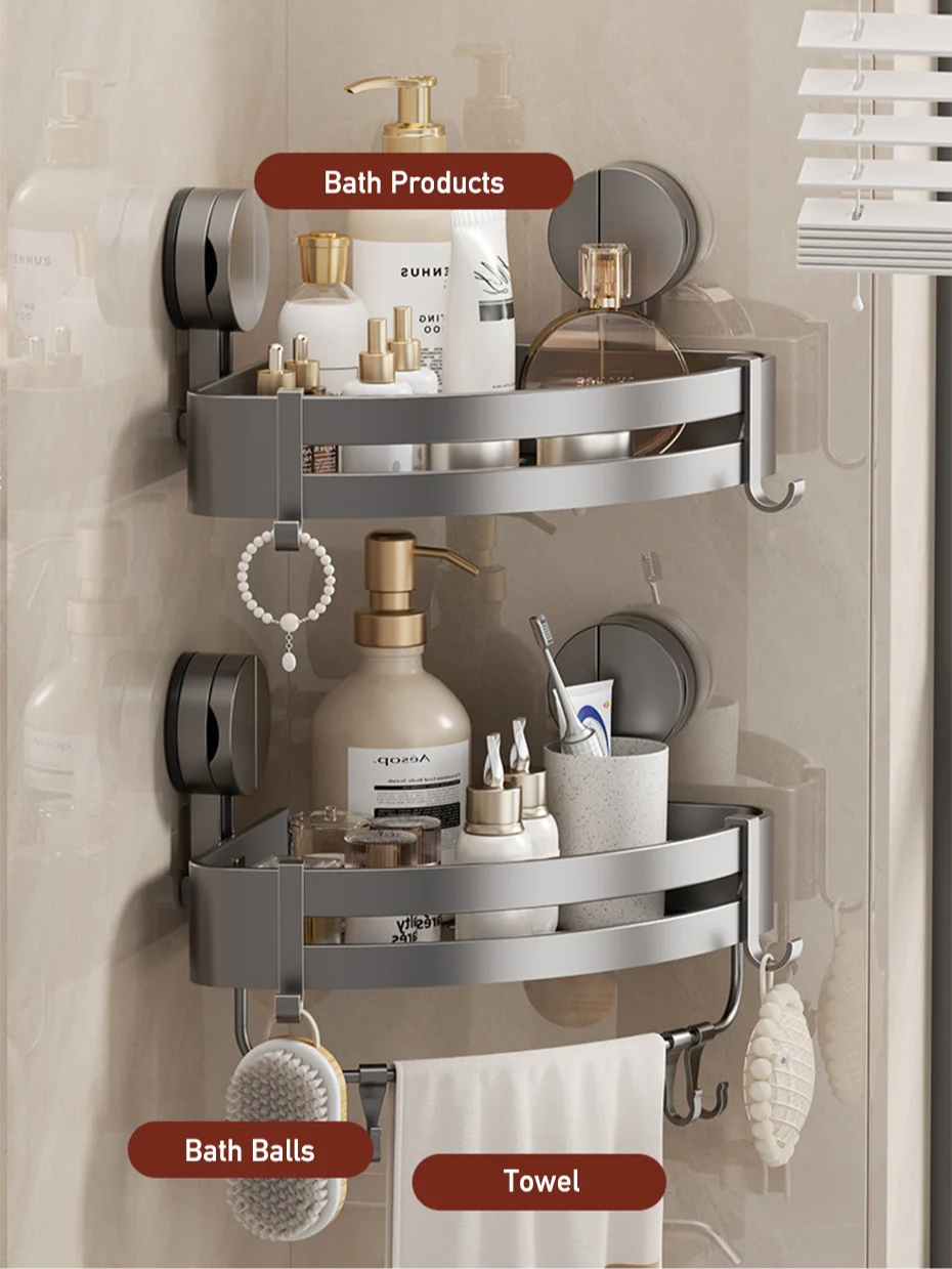 AquaGrip – Luxury Suction Cup Bath Shelf without Drilling Bowlift