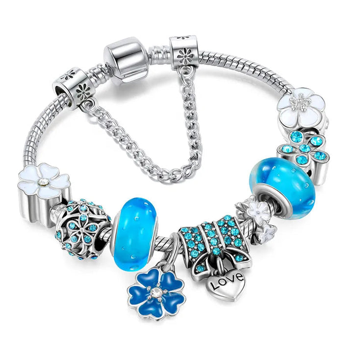 CharmBracelet 925 - Elegant Silver Bracelet with Floral Bowlift