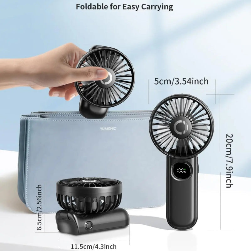 Foldable Portable Handheld Fan with LED Display | Bowlift