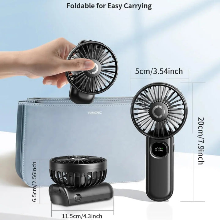 Foldable Portable Handheld Fan with LED Display | Bowlift