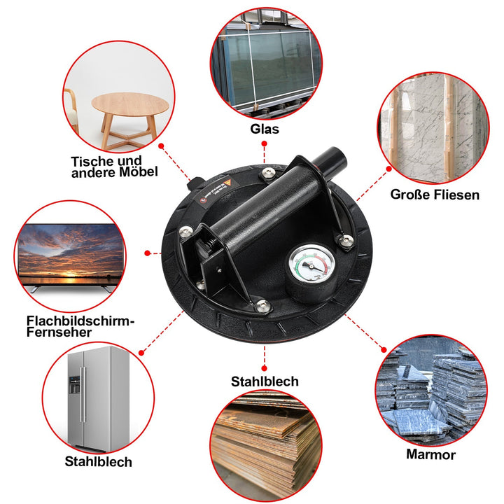 Suction cup holder with pressure display 1 piece max.100KG | Bowlift