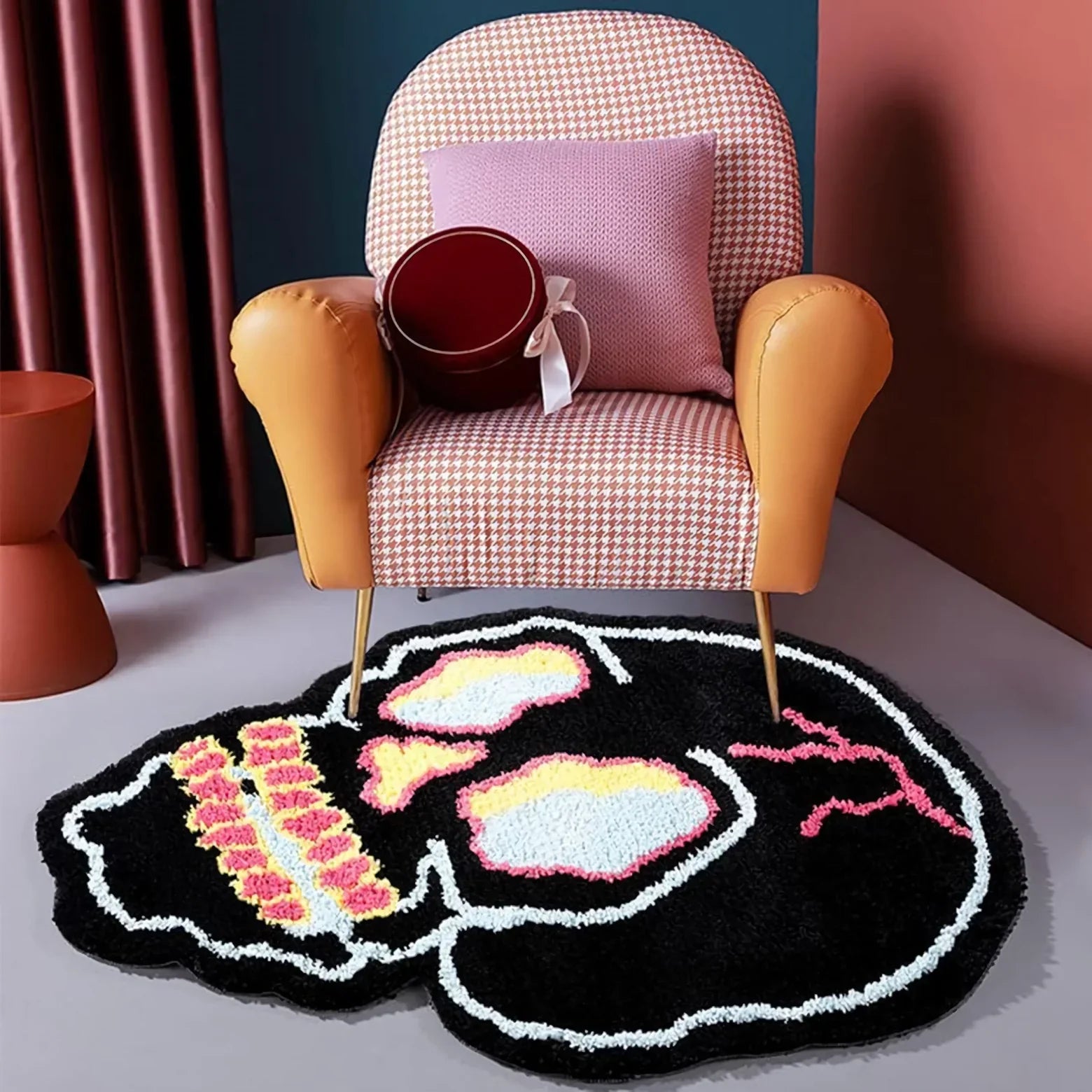 BowLift | Funky Irregular Black Skull Head Area Rug for Living Room & Bedroom