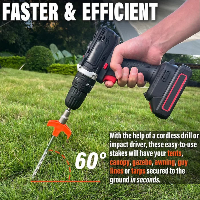 BowLift | 8" Screw in Tent Stakes - Ground Anchors Screw in