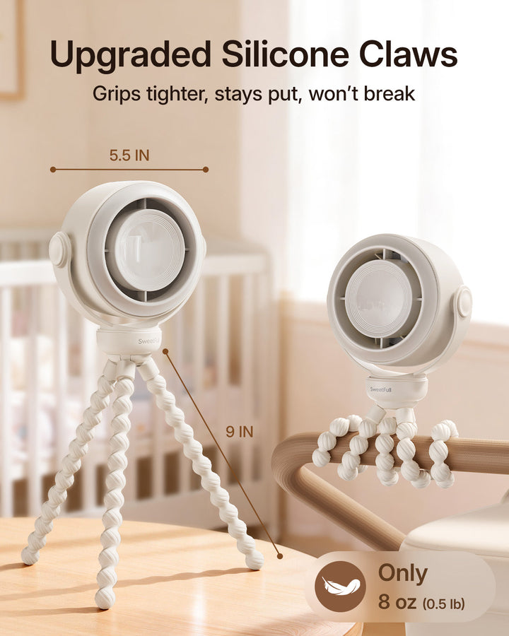 Portable Stroller Fan, Pinch-Proof Baby Fan, 10H Battery, 5-Speed | Bowlift