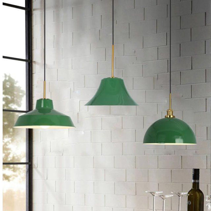 BowLift | RetroDome Industrial Vintage Pendant Light | Green Iron Dome Design | Single Light | Rustic Ceiling Lighting