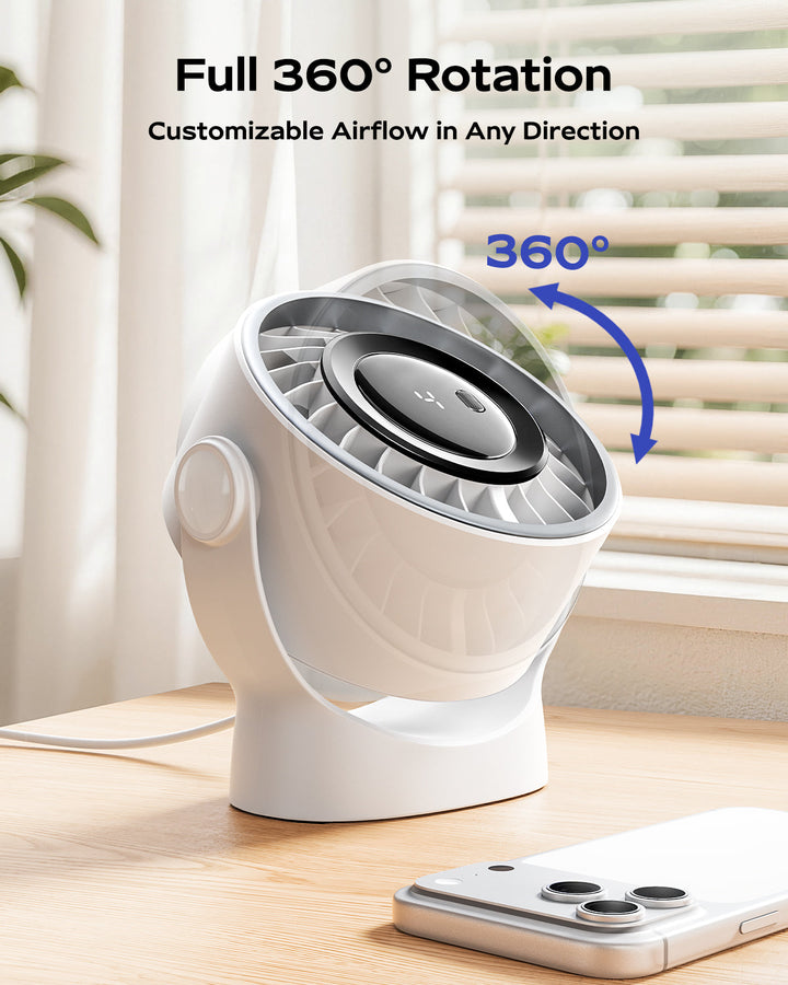 4-Speed USB Rechargeable Desktop Fan with Smart LED Display | Bowlift