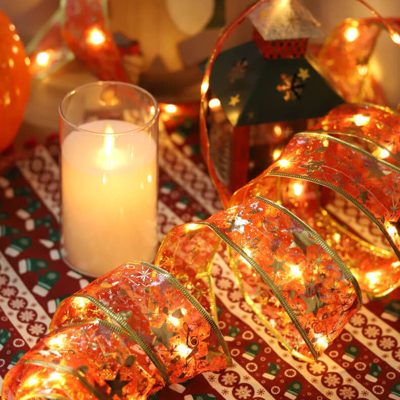 BowLift | Christmas LED Copper Wire Lights Ribbon Lights Bow Tie Ribbon Lights String Props Decorative Lights