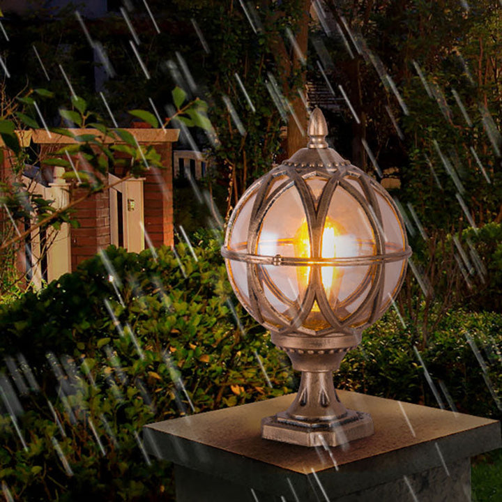 Traditional Colonial Globe Glass Aluminum 1-Light Outdoor Light For Garden | Bowlift